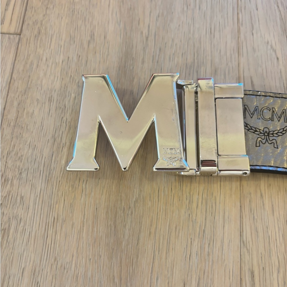 MCM Gray and Silver Men's Belt - Picture 3 of 5